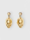 BURBERRY Crystal and Doll's Head Gold-plated Drop Earrings