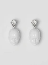 BURBERRY Crystal and Doll's Head Palladium-plated Earrings