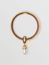 BURBERRY Faux Pearl Detail Lambskin and Gold-plated Bangle