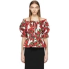 DOLCE & GABBANA RED FLORAL PEPLUM BLOUSE