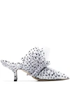 MIDNIGHT 00 WHITE 55 TULLE DETAIL PVC-WRAPPED LEATHER MULES