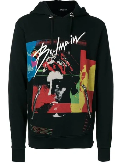 Balmain Graphic Logo Hoodie - 黑色 In Black