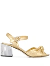 Dolce & Gabbana Crystal-embellished Metallic Leather Sandals In Gold