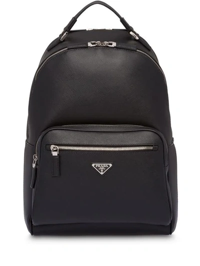 Prada Leather And Recycled-nylon Backpack In Black