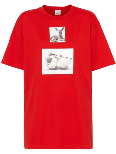 Burberry Oversized Printed Cotton-jersey T-shirt In Bright Red