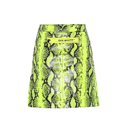 Off-white Neon Snake-effect Leather Mini Skirt In Animal