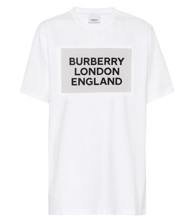 Burberry Logo印花弹性棉质t恤 - 白色 In Optic White