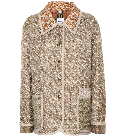 Burberry Printed Quilted Silk-faille Jacket In Beige