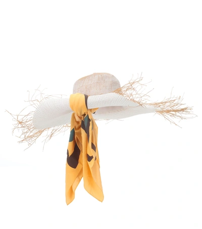 Jacquemus Le Chapeau Foulard Frayed Straw Hat In White