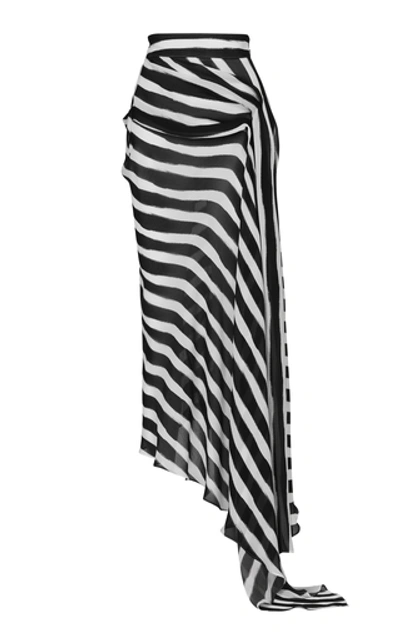 Maticevski Aquarius Asymmetric Striped Chiffon Skirt