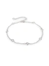 Cz By Kenneth Jay Lane Cubic Zirconia Bezel Station Ankle Bracelet In Silvertone