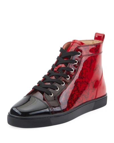 Christian Louboutin Men's Louis Ombre Patent Leather High-top Sneakers