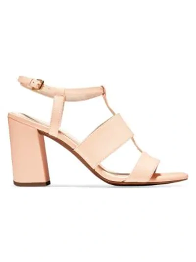 Cole Haan Cherie T-strap Stack Heel Sandals In Mahogany Rose
