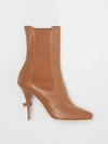 BURBERRY Leather Peep-toe Ankle Boots