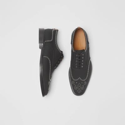 Burberry Studded Mohair Wool Brogues In Black