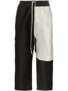 RICK OWENS DRKSHDW CROPPED PANELLED COTTON TRACK PANTS