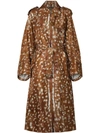 BURBERRY EXAGGERATED CUFF DEER PRINT NYLON TRENCH COAT