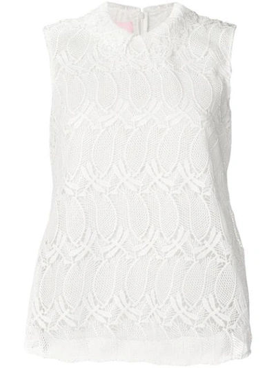 Giamba Embroidered Sleeveless Waistcoat Top In White