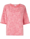 LANVIN SCRIBBLE PATTERN TOP - 红色