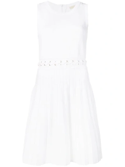 Michael Michael Kors Grommet-and-lacing Trimmed Dress In White