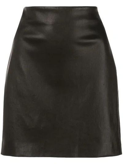 The Row Black Leather Loattan Miniskirt