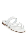 Manolo Blahnik Susa Leather Thong Sandals In White