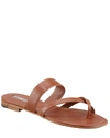Manolo Blahnik Susa Crisscross Metallic Leather Flat Sandals In Luggage