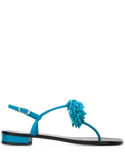 Giuseppe Zanotti Fringed Beading Sandals - 蓝色 In Blue