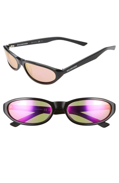 Balenciaga 59mm Cateye Sunglasses - Shiny Black/ Violet