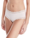 Hanro Lace-trim Cotton High-leg Hipster Briefs In Powder