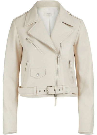 The Row Perlin Deerskin Leather Moto Jacket In Off-white