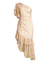 AMUR Clayton Floral One-Shoulder Ruffle Dress