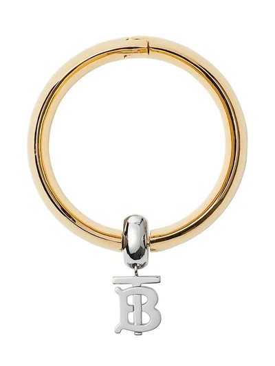 Burberry Gold-plated Monogram Motif Bangle In Light Gold