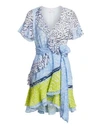 TANYA TAYLOR Bianka Mixed Print Wrap Dress