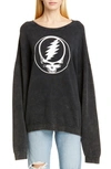 R13 Steal Your Face Oversized Graphic Sweatshirt In Acid Black