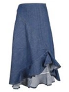 KENZO ASYMMETRIC DENIM SKIRT,10849817