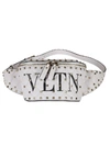 Valentino Garavani Spike Embellished Vltn Leather Belt Bag In Vp Bianco Nero