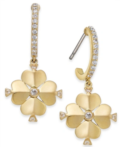 Kate Spade Legacy Logo Drop Earrings In Clear/gold