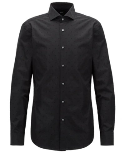 Hugo Boss Men's Slim Fit Micro-flower Dress Shirt In Black