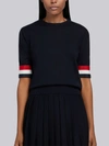 Thom Browne Tricolour Cuff Knit T-shirt In Blue