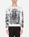 DOLCE & GABBANA ROUND NECK WOOL SWEATER WITH EMBROIDERY