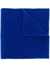 N•peal Short Ribbed Scarf In Blue