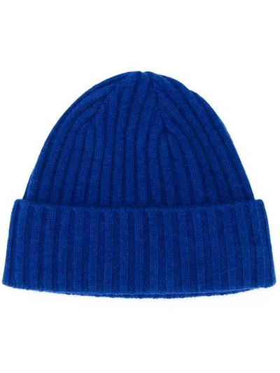N•peal N.peal 粗罗纹针织套头帽 - 蓝色 In Blue