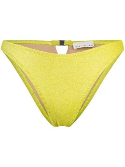 Fleur Du Mal Tanga Bikini Bottom In Yellow