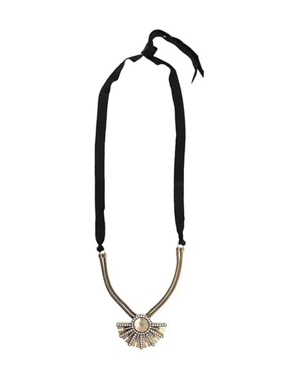 Lanvin Gold Synthetic Fibers Necklace In Black