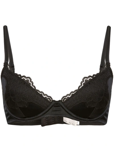 Fleur Du Mal James Lace Padded Demi Bra In Black