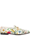 GUCCI GUCCI JORDAAN FLORA PRINT LOAFERS - WHITE