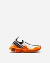 Dolce & Gabbana Stretch Mesh Sorrento Melt Sneakers With Logo In White/orange