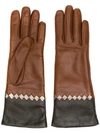 BOTTEGA VENETA BOTTEGA VENETA INTRECCIATO DETAIL GLOVES - 棕色