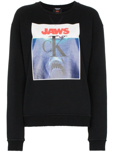 Calvin Klein 205w39nyc Jaws Logo Cotton Sweatshirt In Black